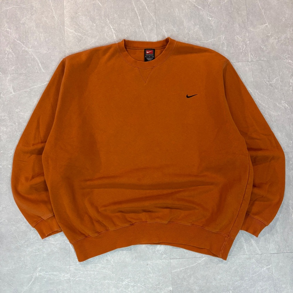 Nike Team Crewneck Sweatshirt Mens Large Burnt Orange Embroidered Swoosh Vintage